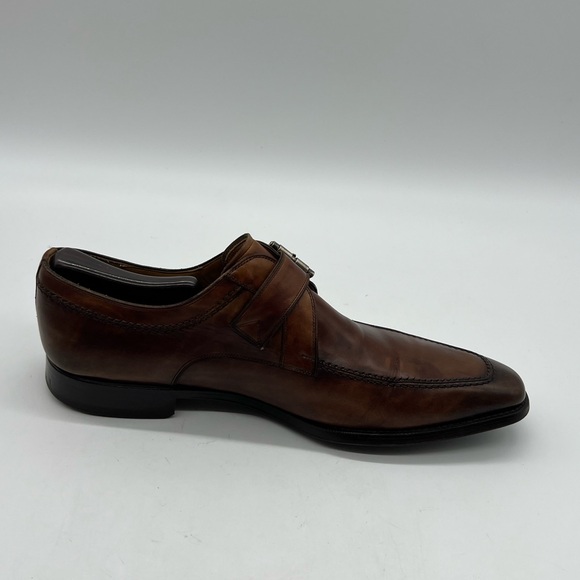 Magnanni Men’s Sz 10.5M Burnished Brown Leather Single Monk Strap Dress Shoes. - Picture 8 of 13